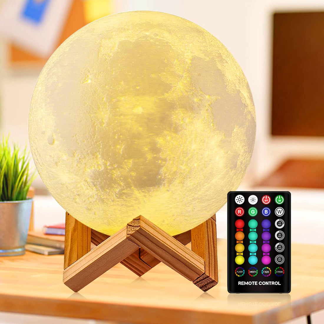 Moon Lamp, 16 Colors 3D Printed Moon Lights Kids Night Light with Stand, Time Setting, Remote & Touch Control, USB Rechargeable, Birthday Gifts for Boys Girls Friends Lover